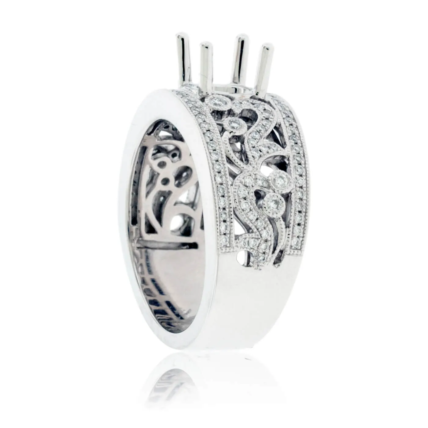 Intricate Design Semi Mount Diamond Ring