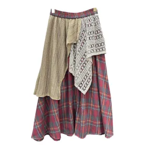 Irregular Color-Contrast Check Skirt