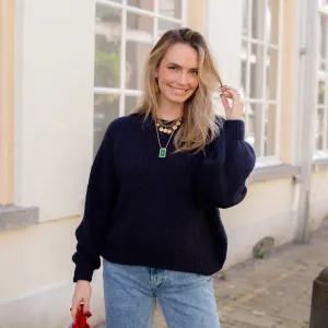 Isa gebreide trui navy