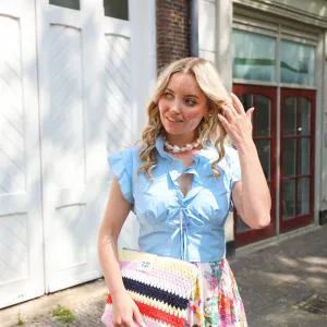 Isa ruffle blouse blauw