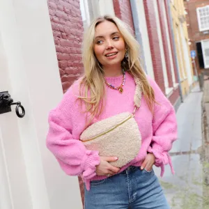 Isa trui met strikmouw roze