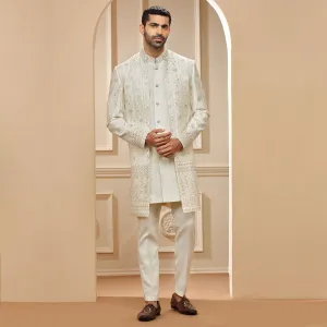 Ivory Multicolor Jacket With Indo Western