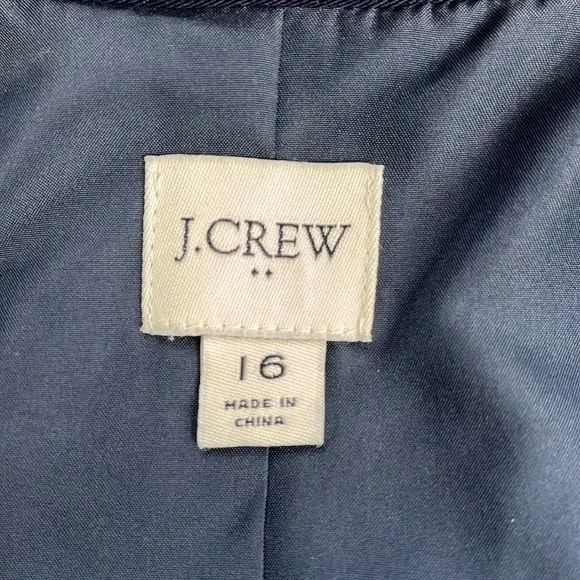 J Crew Classic Cotton Blazer Navy One Button Notched Lapel Pockets Jacket 16