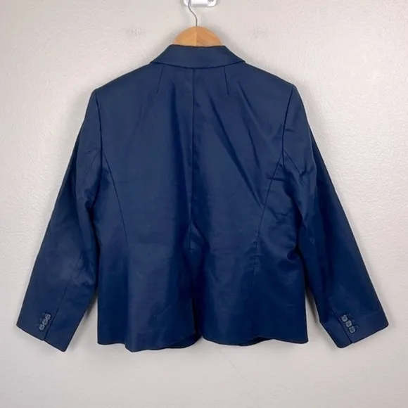 J Crew Classic Cotton Blazer Navy One Button Notched Lapel Pockets Jacket 16