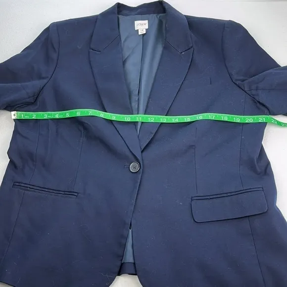 J Crew Classic Cotton Blazer Navy One Button Notched Lapel Pockets Jacket 16