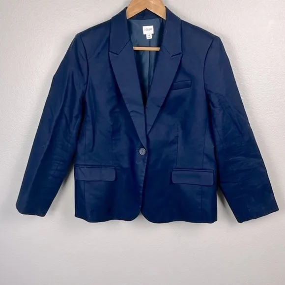 J Crew Classic Cotton Blazer Navy One Button Notched Lapel Pockets Jacket 16