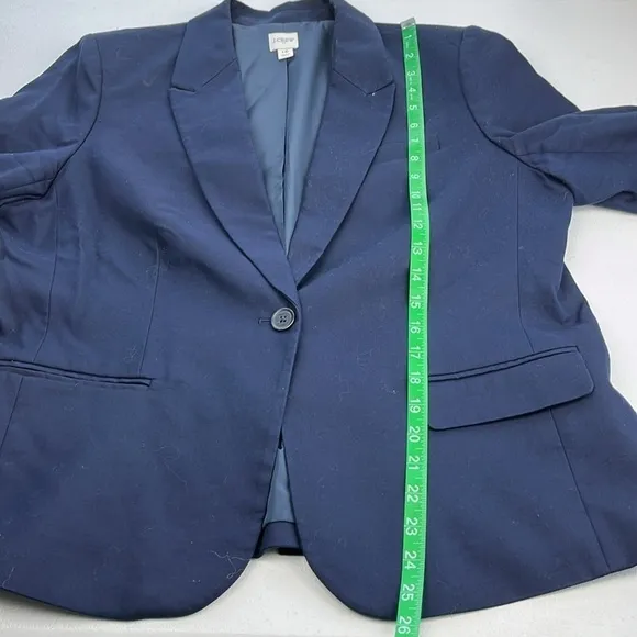J Crew Classic Cotton Blazer Navy One Button Notched Lapel Pockets Jacket 16