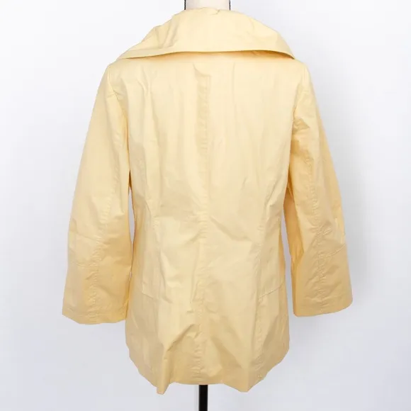J Jill coconut style butter yellow zipper jacket wide lapel unique collar size M