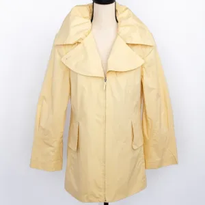 J Jill coconut style butter yellow zipper jacket wide lapel unique collar size M
