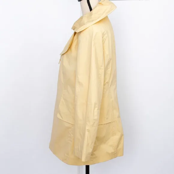 J Jill coconut style butter yellow zipper jacket wide lapel unique collar size M