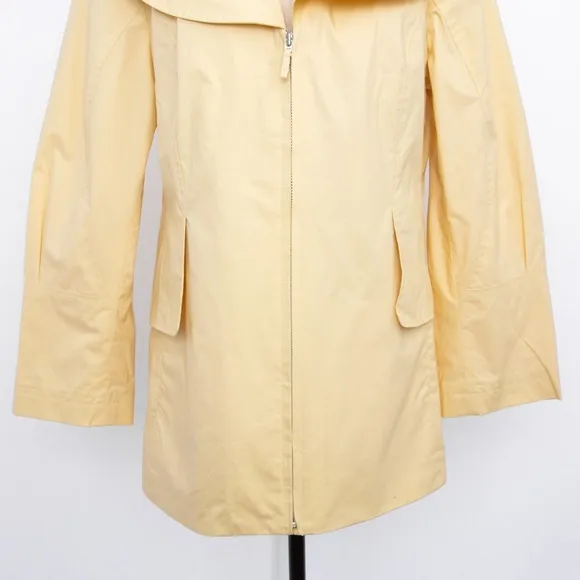 J Jill coconut style butter yellow zipper jacket wide lapel unique collar size M