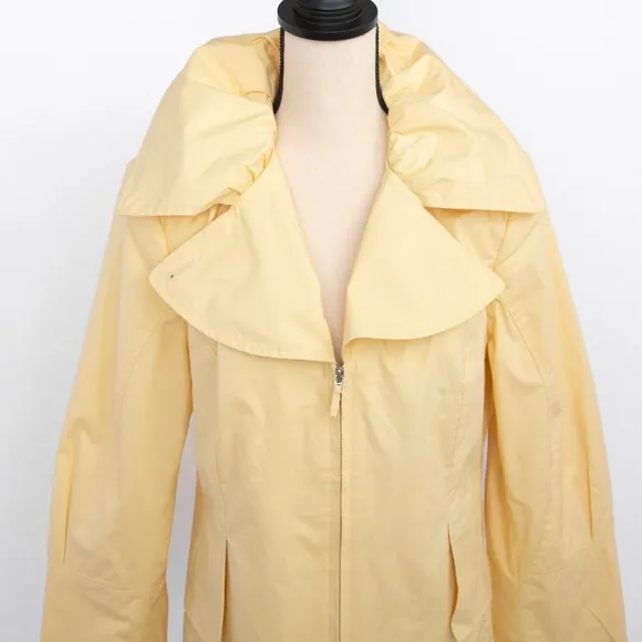 J Jill coconut style butter yellow zipper jacket wide lapel unique collar size M
