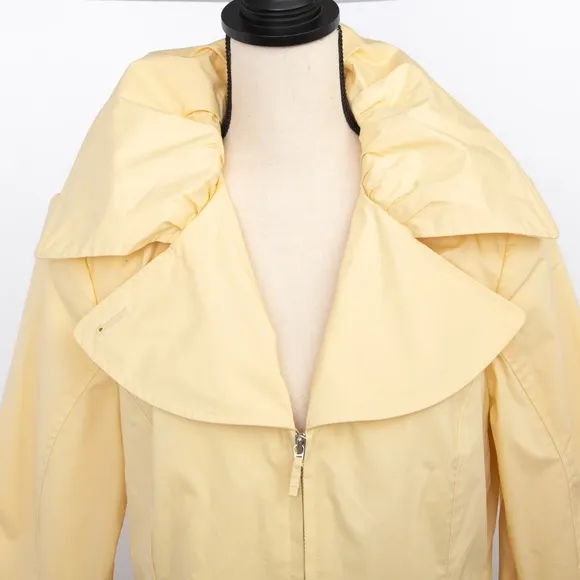 J Jill coconut style butter yellow zipper jacket wide lapel unique collar size M