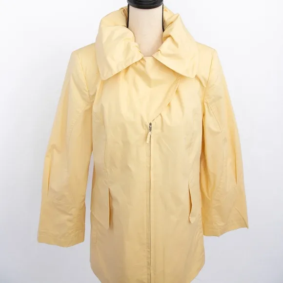 J Jill coconut style butter yellow zipper jacket wide lapel unique collar size M