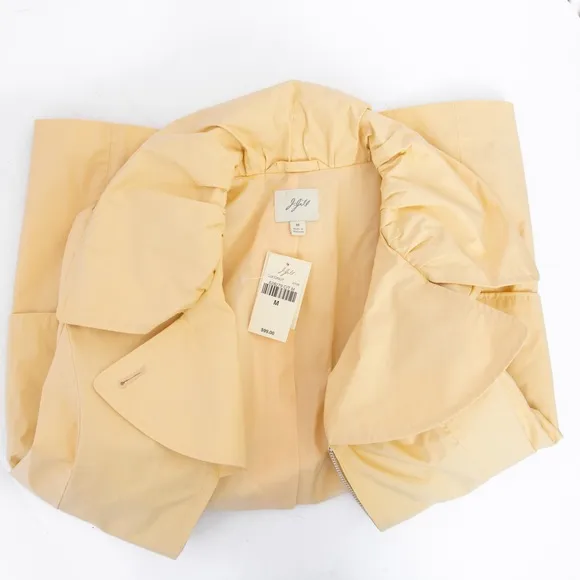 J Jill coconut style butter yellow zipper jacket wide lapel unique collar size M