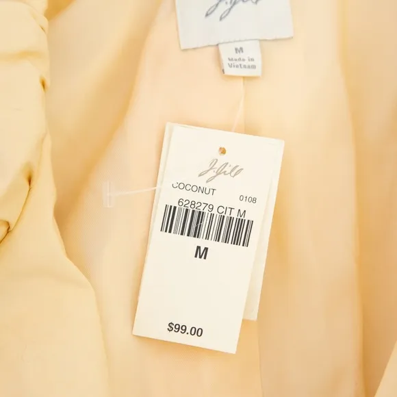 J Jill coconut style butter yellow zipper jacket wide lapel unique collar size M