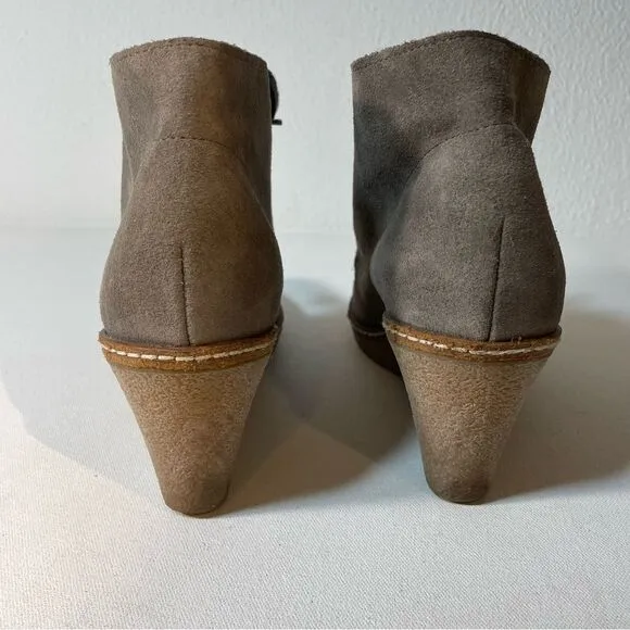 J.Crew MacAlister Tan Brown Suede Wedge Ankle Boots Womens Size 7 Lace up
