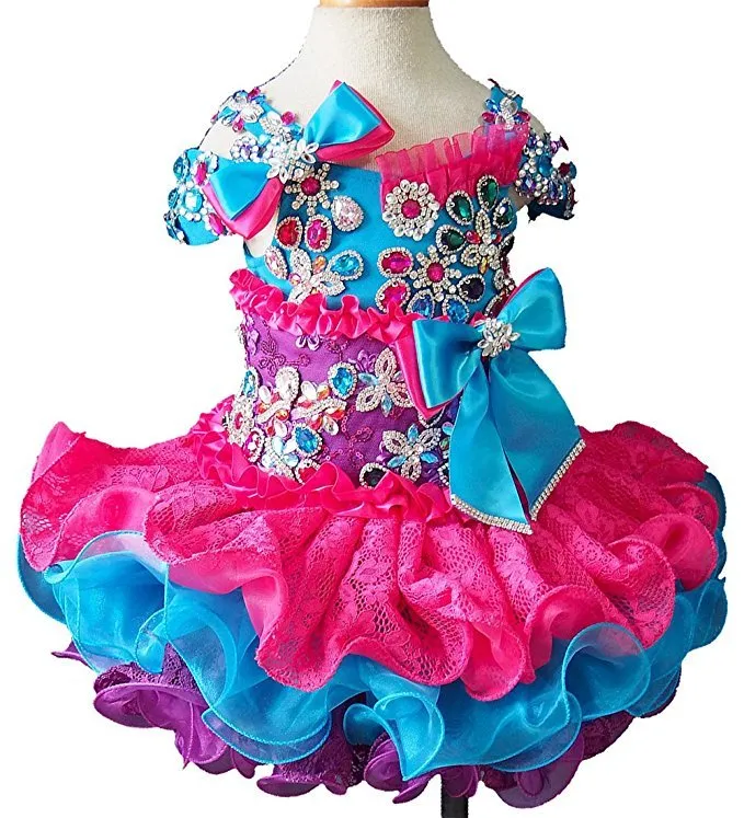Jennifer Wu Glitz Beaded Bodice Baby Girl Cupcake Pageant Dress