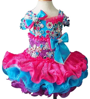 Jennifer Wu Glitz Beaded Bodice Baby Girl Cupcake Pageant Dress