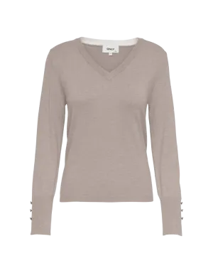 Jersey de Mujer Only Cuello Pico Julie Oxford Tan