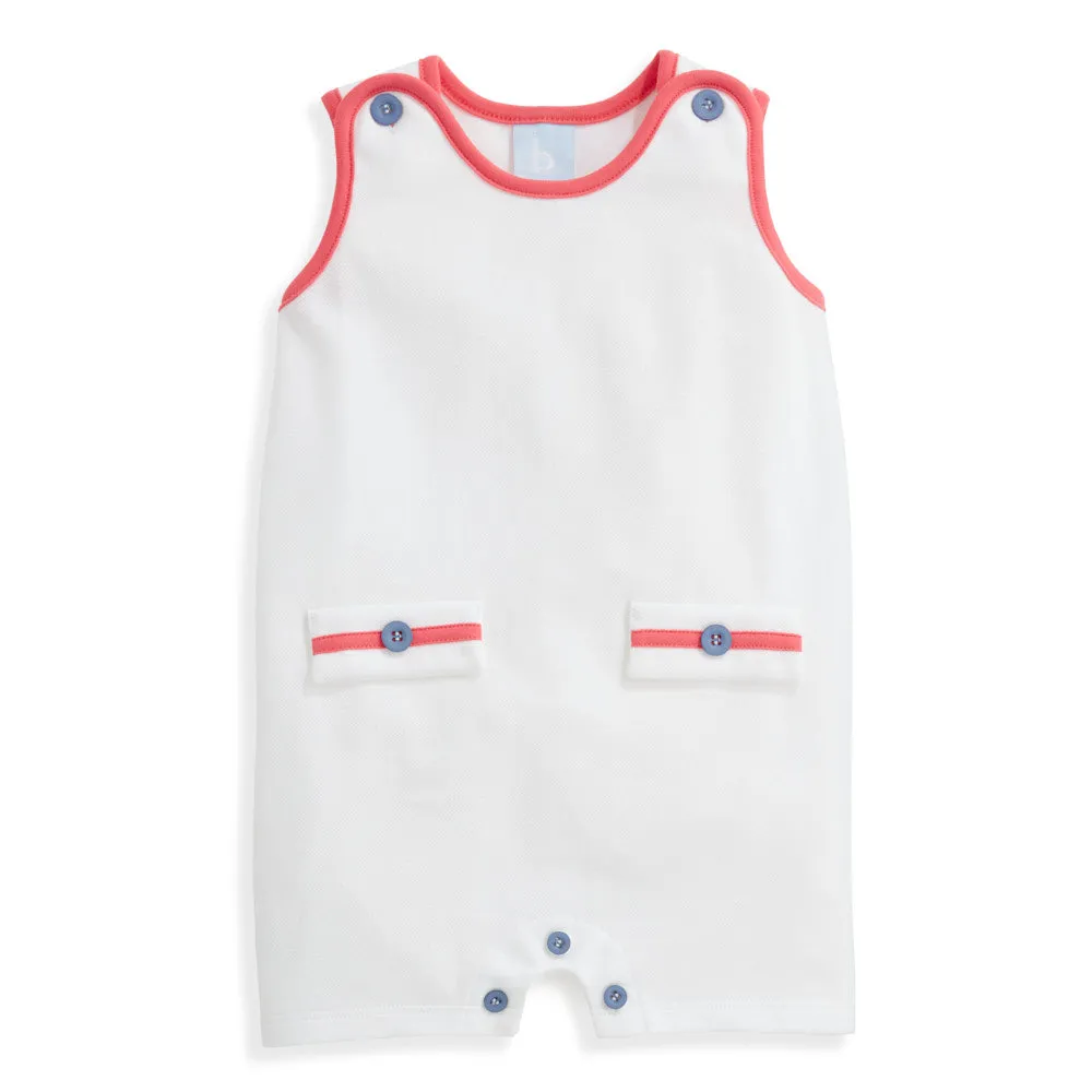 Jude Overall -- White Pique with Pier Blue & Red