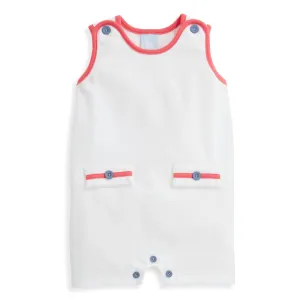 Jude Overall -- White Pique with Pier Blue & Red