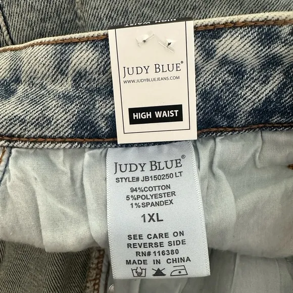 Judy Blue || Womens Distressed Cut Off High blue Denim stretch shorts Sz 1xl