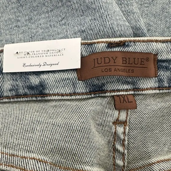 Judy Blue || Womens Distressed Cut Off High blue Denim stretch shorts Sz 1xl