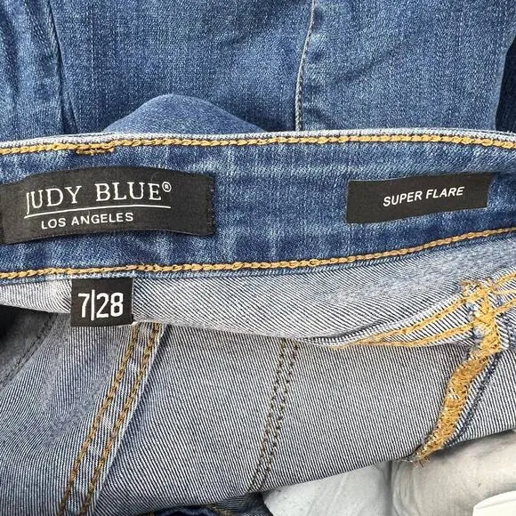 Judy Blue Women's Super Flare Raw Hem Size 7/28 Medium Denim Wash JB88204