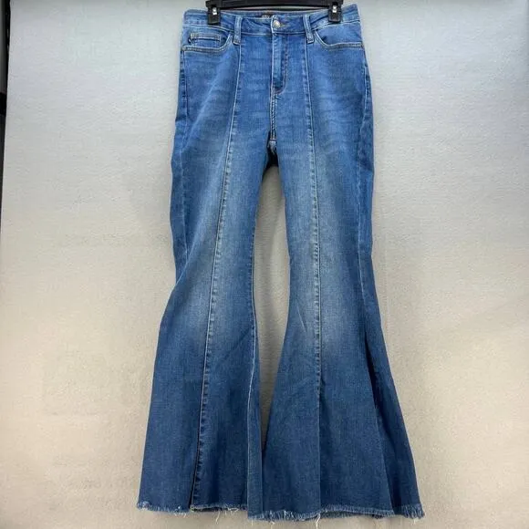 Judy Blue Women's Super Flare Raw Hem Size 7/28 Medium Denim Wash JB88204