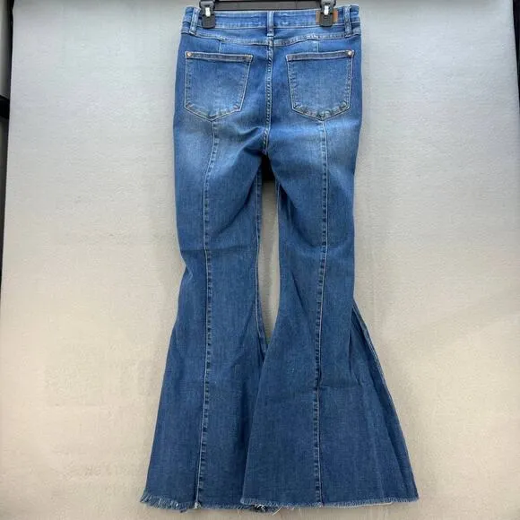 Judy Blue Women's Super Flare Raw Hem Size 7/28 Medium Denim Wash JB88204