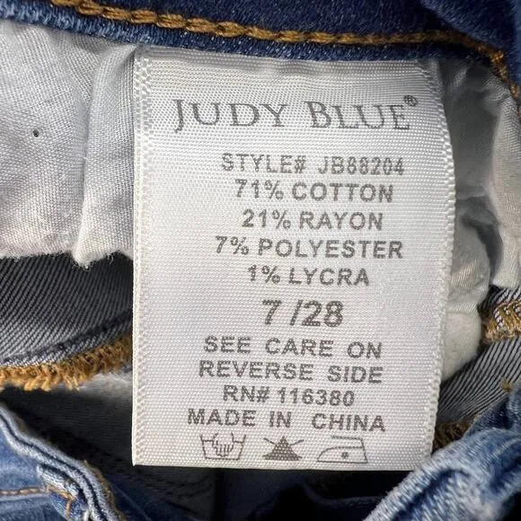 Judy Blue Women's Super Flare Raw Hem Size 7/28 Medium Denim Wash JB88204