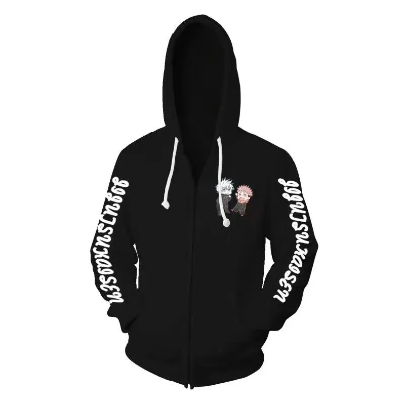 Jujutsu Kaisen Yuuji & Satoru Cosplay Black Hoodie