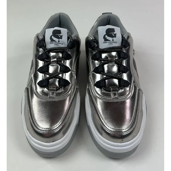 Karl Lagerfeld Colden Fashion Sneakers F24 Silver Women's 8.5 Shoes Metallic New