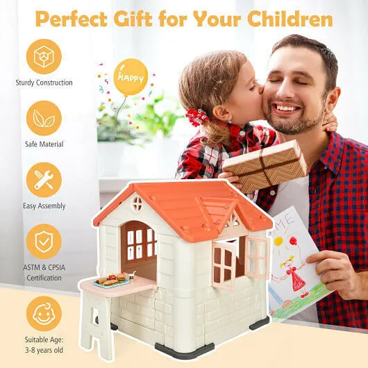 Kid's Playhouse Pretend Toy House For Boys and Girls 7 Pieces Toy Set-Pink - Col