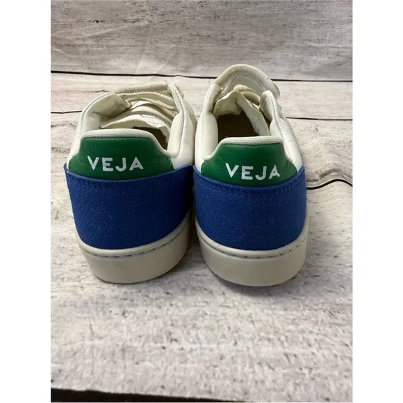 Kids VEJA V-12 white blue green Velcro sneakers 2