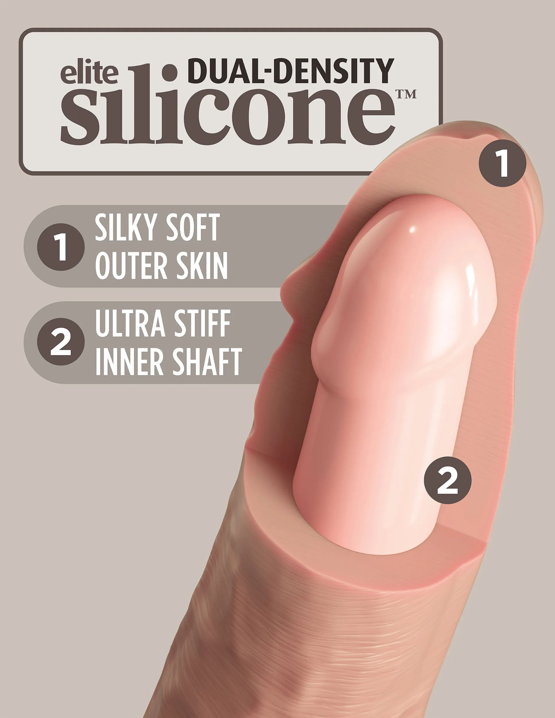 King Cock Elite 6 Inch Silicone Dual Density Cock  - Light