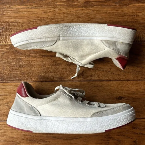 Kizik Prague Hands Free Sneakers Beige Canvas Slip On Unisex Size Ms 10.5 Ws 12