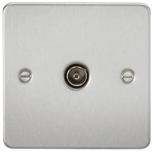 Knightsbridge FP0100BC Flat Plate 1G TV Outlet (Non-Isolated) - Brushed Chrome