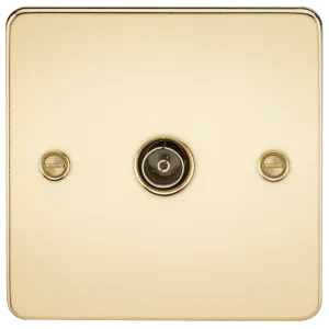 Knightsbridge FP0100PB Flat Plate 1G TV Outlet (Non-Isolated) - Polished Brass