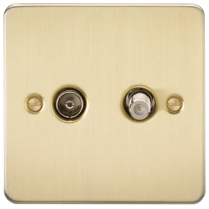 Knightsbridge FP0140BB Flat Plate TV & SAT TV Outlet (Isolated) - Brushed Brass