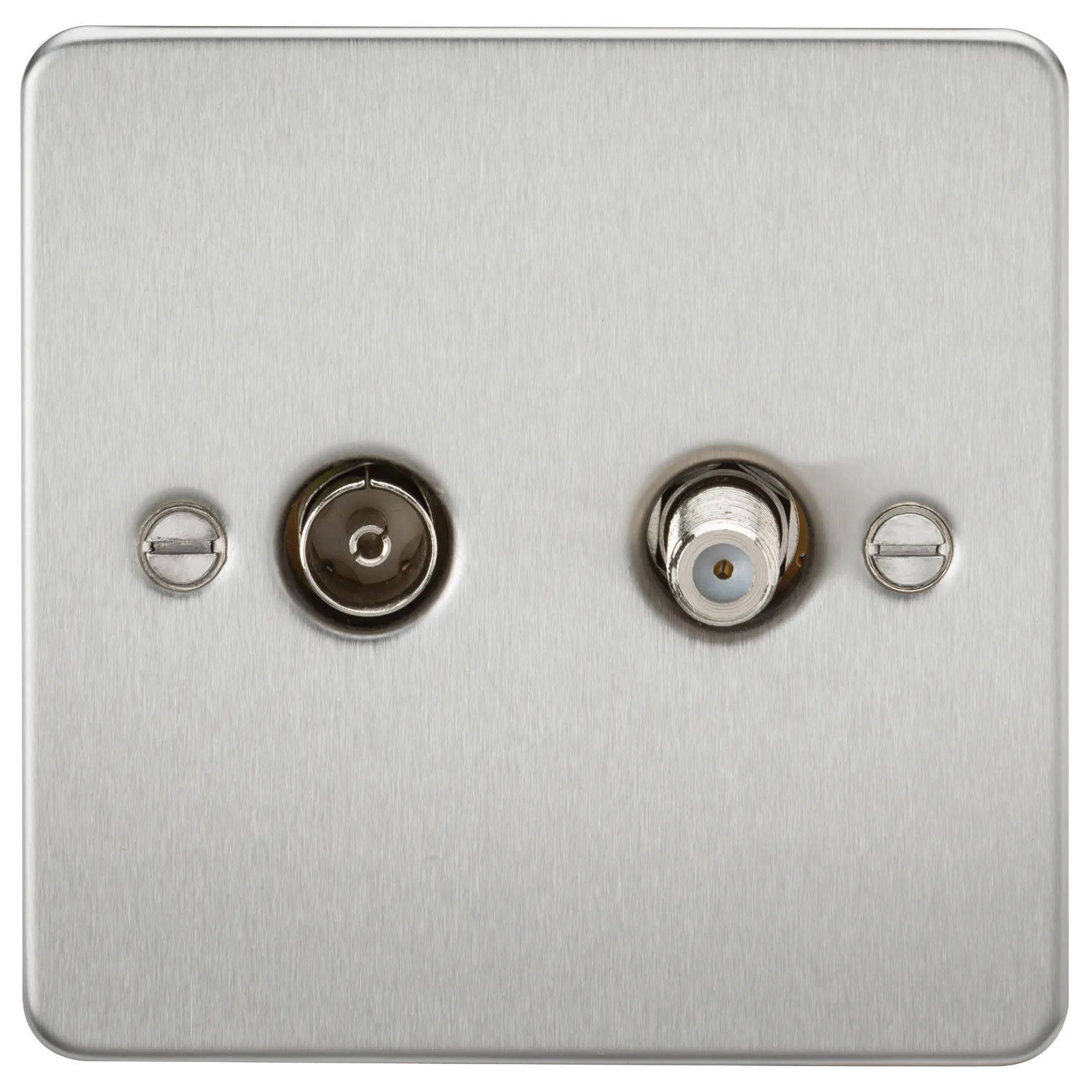 Knightsbridge FP0140BC Flat Plate TV & SAT TV Outlet (Isolated) - Brushed Chrome