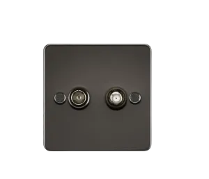Knightsbridge FP0140GM Flat Plate TV & SAT TV Outlet (Isolated) - Gunmetal