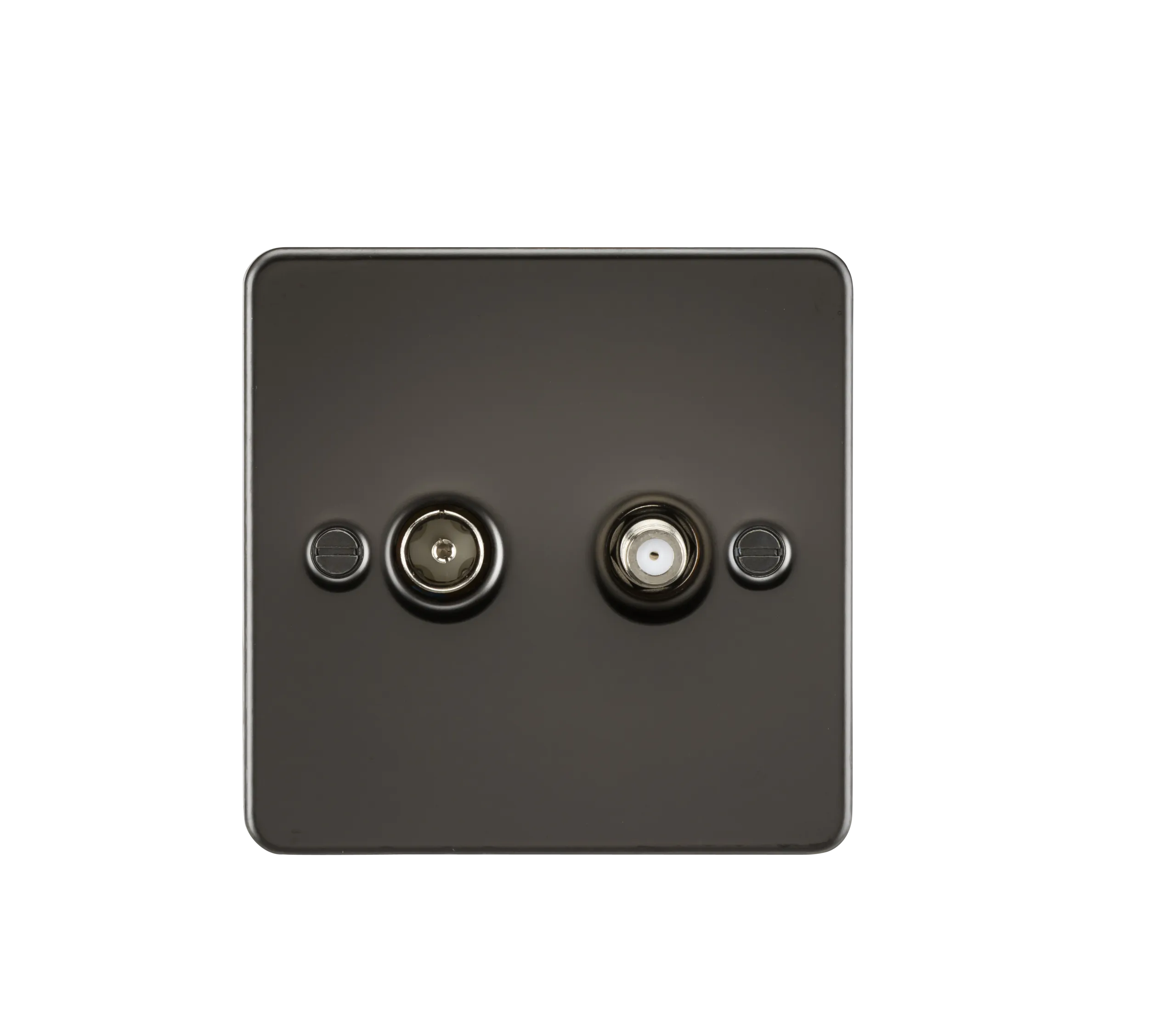 Knightsbridge FP0140GM Flat Plate TV & SAT TV Outlet (Isolated) - Gunmetal