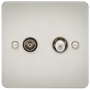 Knightsbridge FP0140PL Flat Plate TV & SAT TV Outlet (Isolated) - Pearl