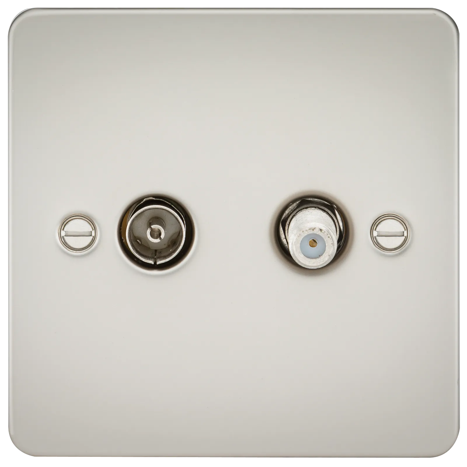 Knightsbridge FP0140PL Flat Plate TV & SAT TV Outlet (Isolated) - Pearl