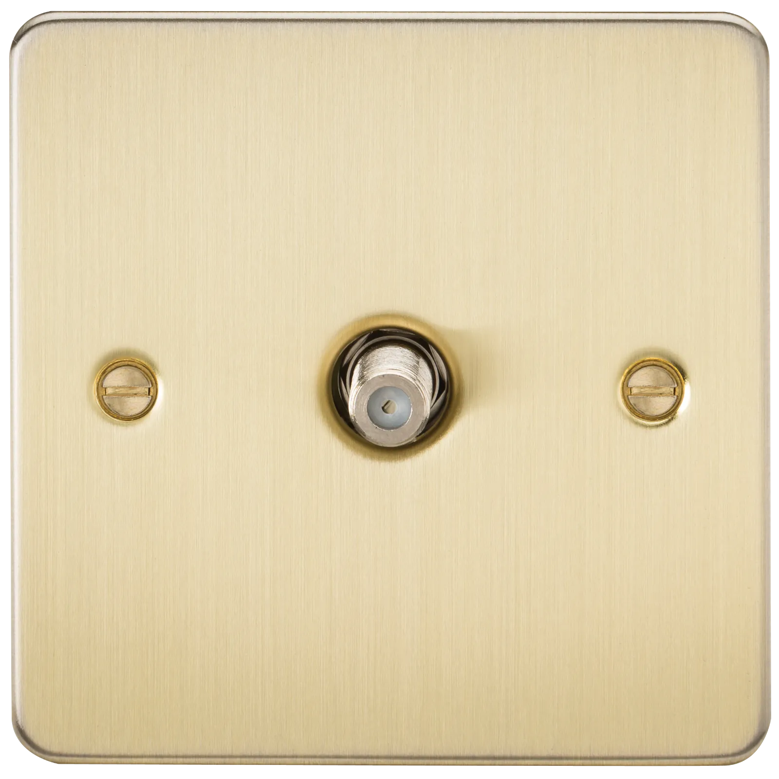Knightsbridge FP0150BB Flat Plate 1G SAT TV Outlet (Non-Isolated) - Brushed Brass