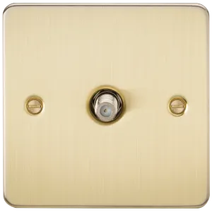 Knightsbridge FP0150BB Flat Plate 1G SAT TV Outlet (Non-Isolated) - Brushed Brass