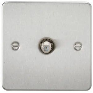 Knightsbridge FP0150BC Flat Plate 1G SAT TV Outlet (Non-Isolated) - Brushed Chrome