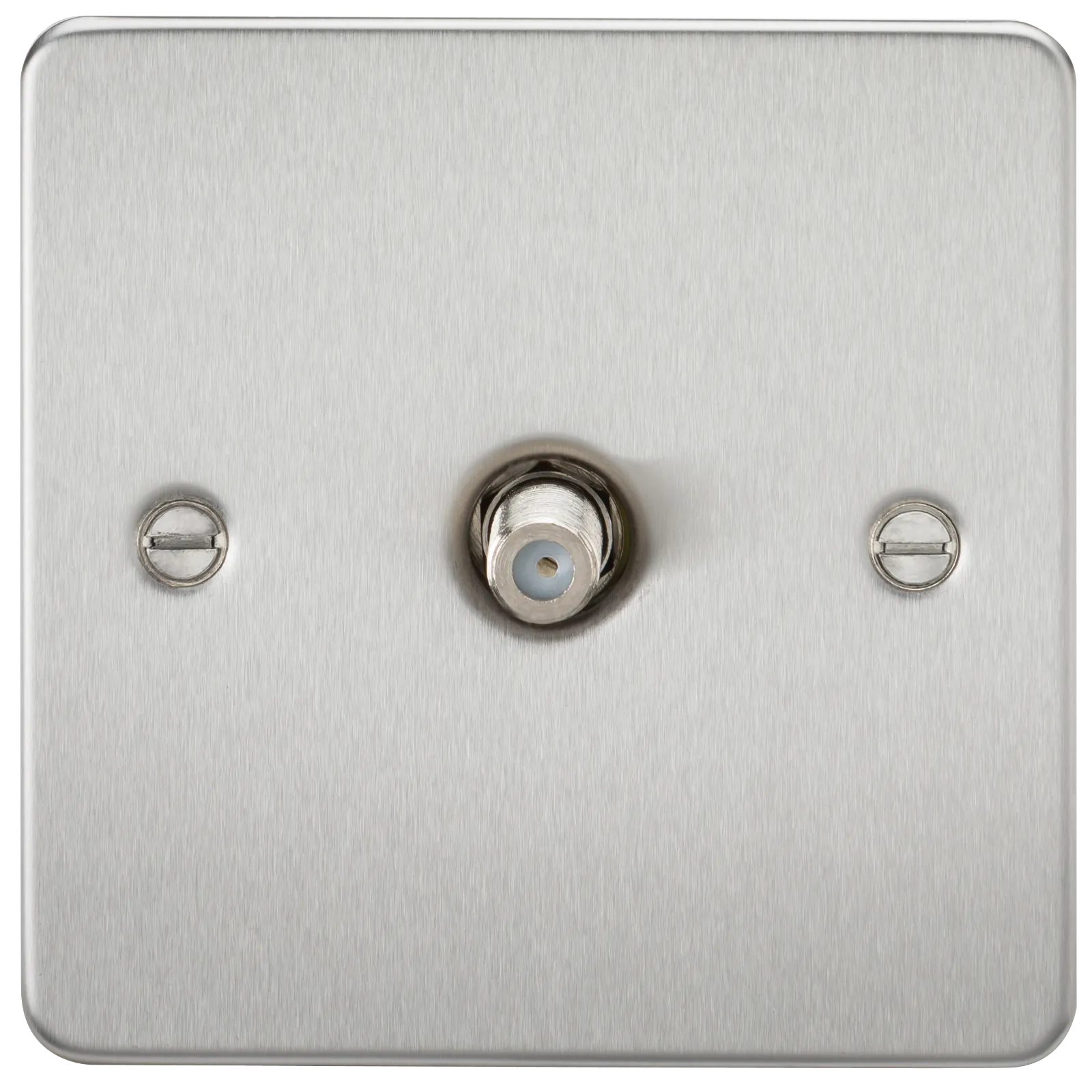 Knightsbridge FP0150BC Flat Plate 1G SAT TV Outlet (Non-Isolated) - Brushed Chrome